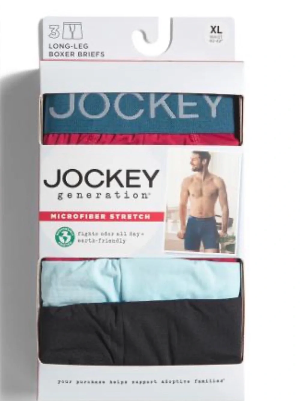 NWT JOCKEY 3pk active microfiber long-leg boxer briefs